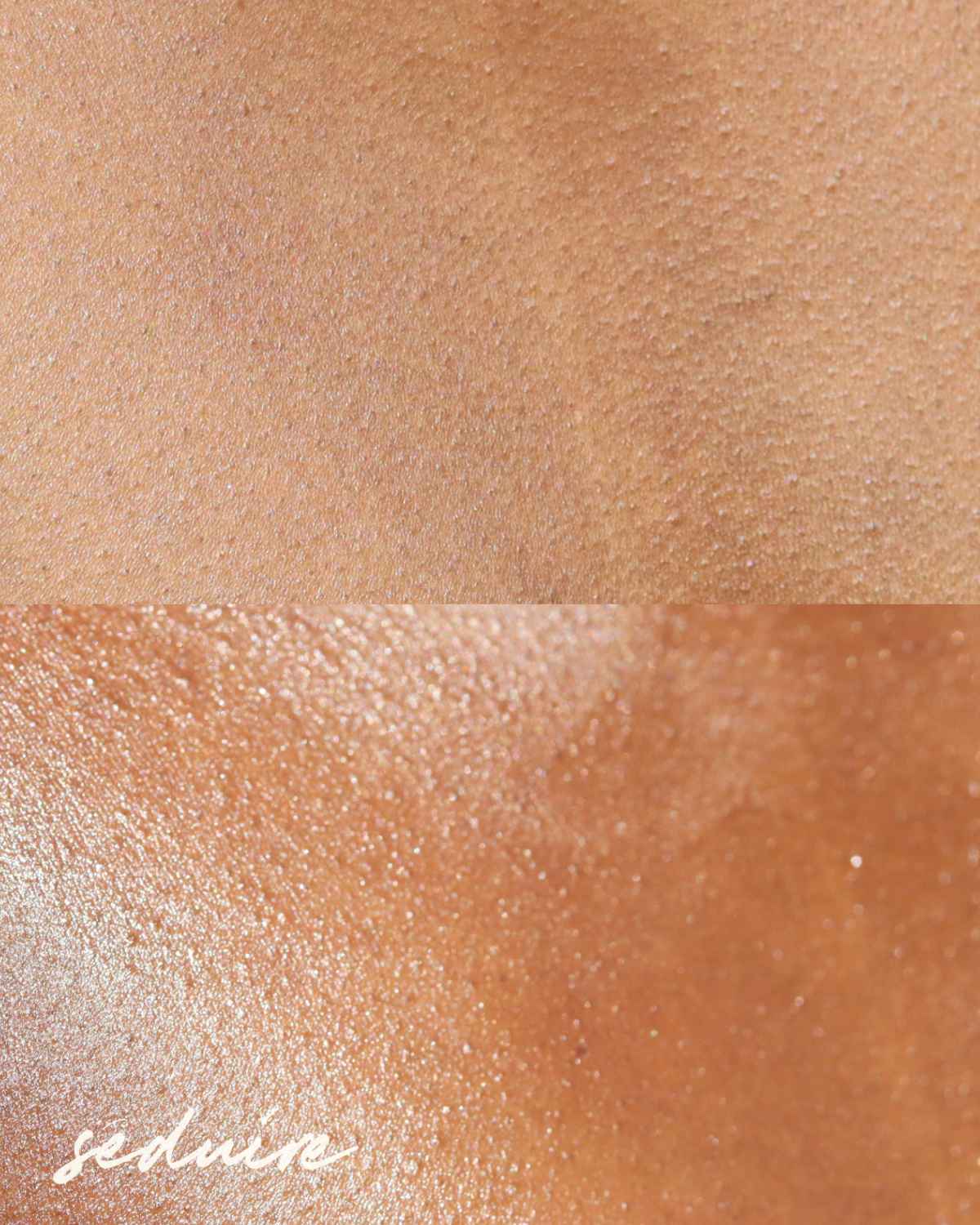 an image of a before and after chest shot taken after using the naughty nights moisturising natural fragrance free body oil for dry and sensitive skin