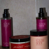 a photo of our seduire body body care products on a dressing table