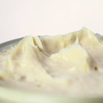 a texture shot of our emulsified body butter cream for dry skin eczema and flaky skin conditions